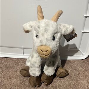 Plush Goat Stuffed Animal - White and Brown Cozy Companion